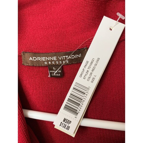 Adrienne Vittadini Red Gloss Sleeveless Bow Neck Midi Dress Large RB10144 $138 - Picture 6 of 9